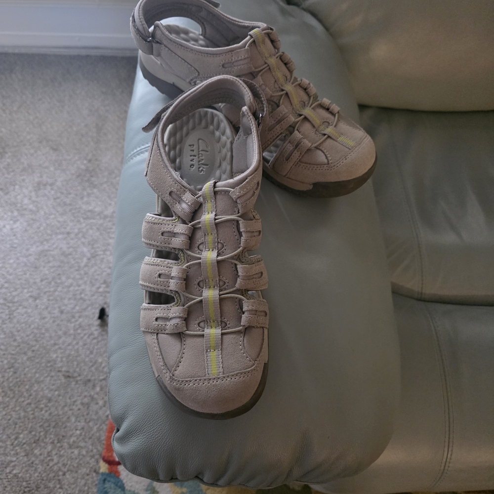 Clarks Women Beige and Yellow Sandals